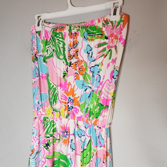 Lilly Pulitzer × Target Strapless Multi Floral Jersey Cinch Waist Maxi Dress M - Picture 12 of 13
